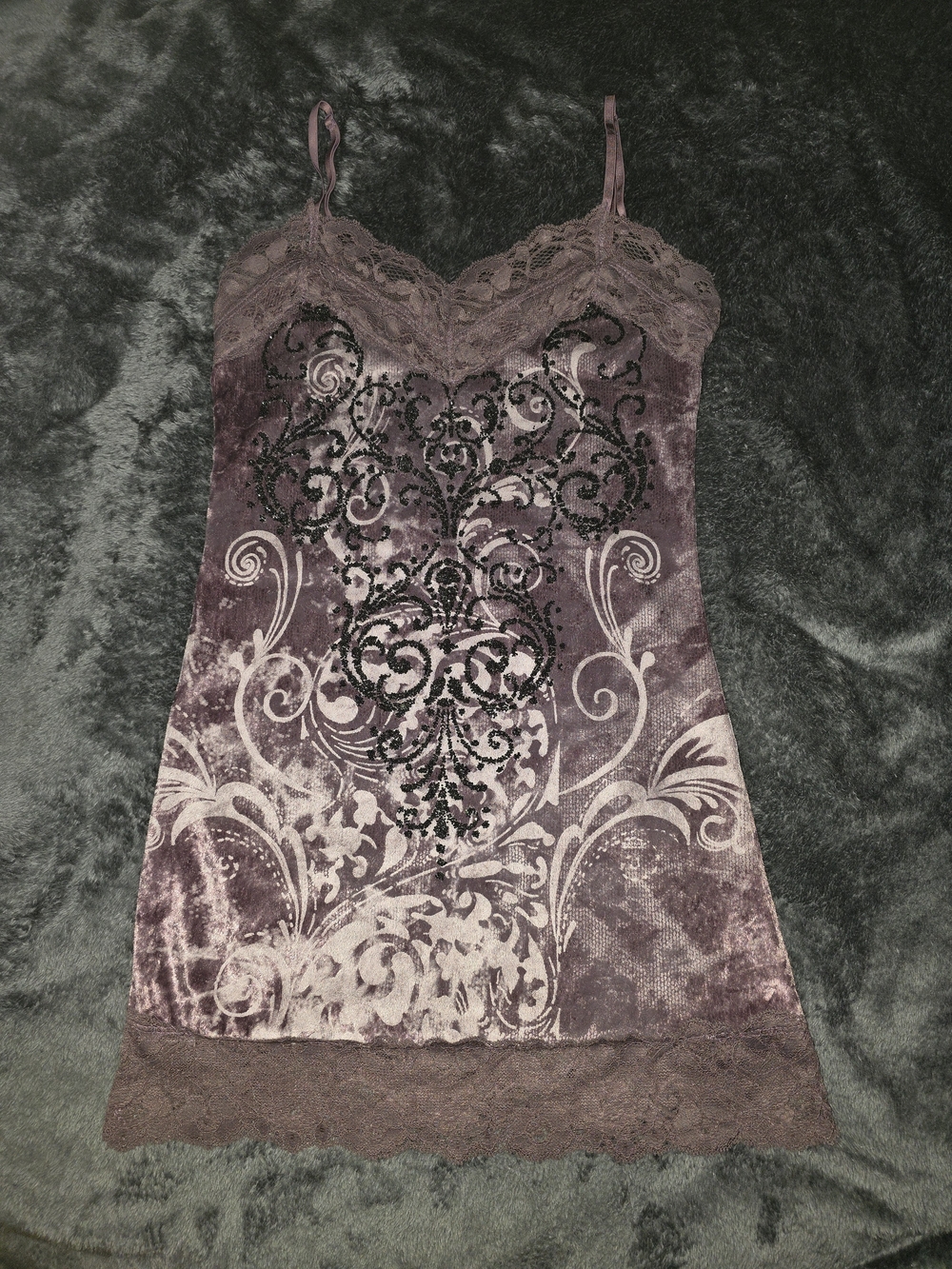 Wet Seal Mauve Velvet Lace Cami with Beaded Detail